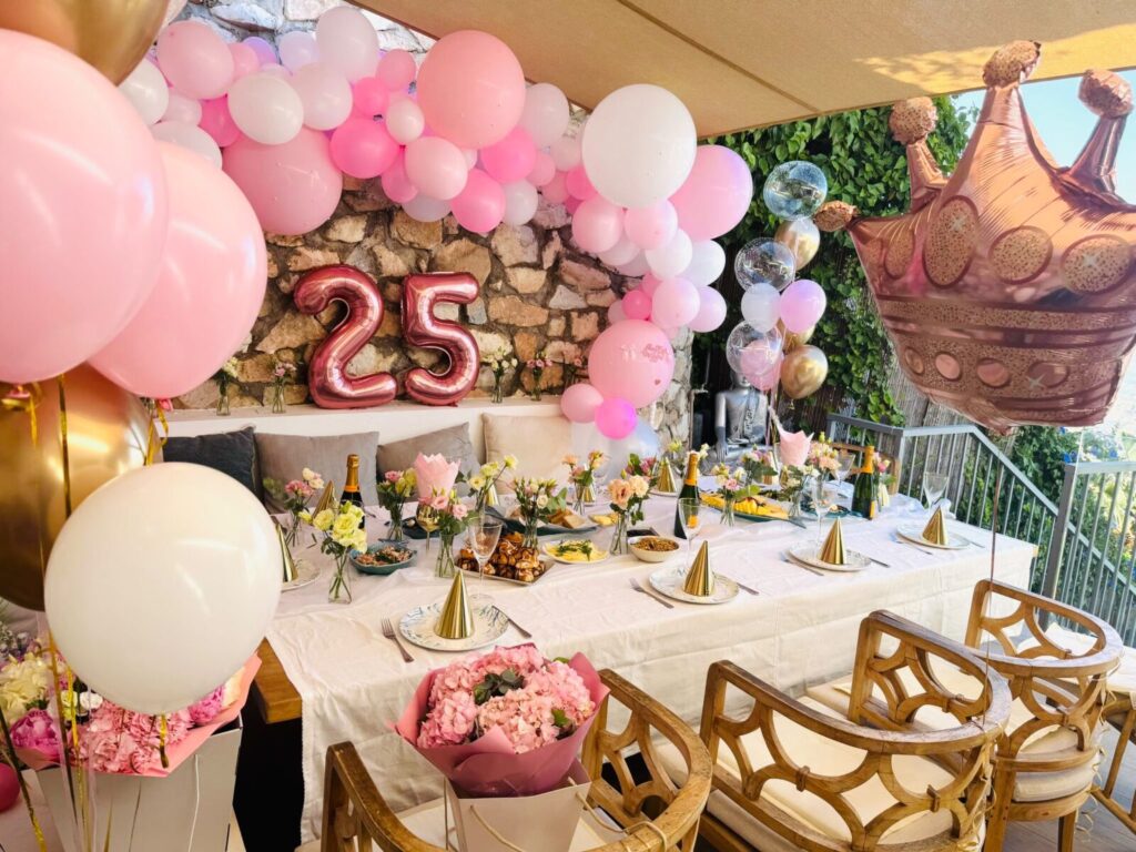 Birthday party decoration with balloons