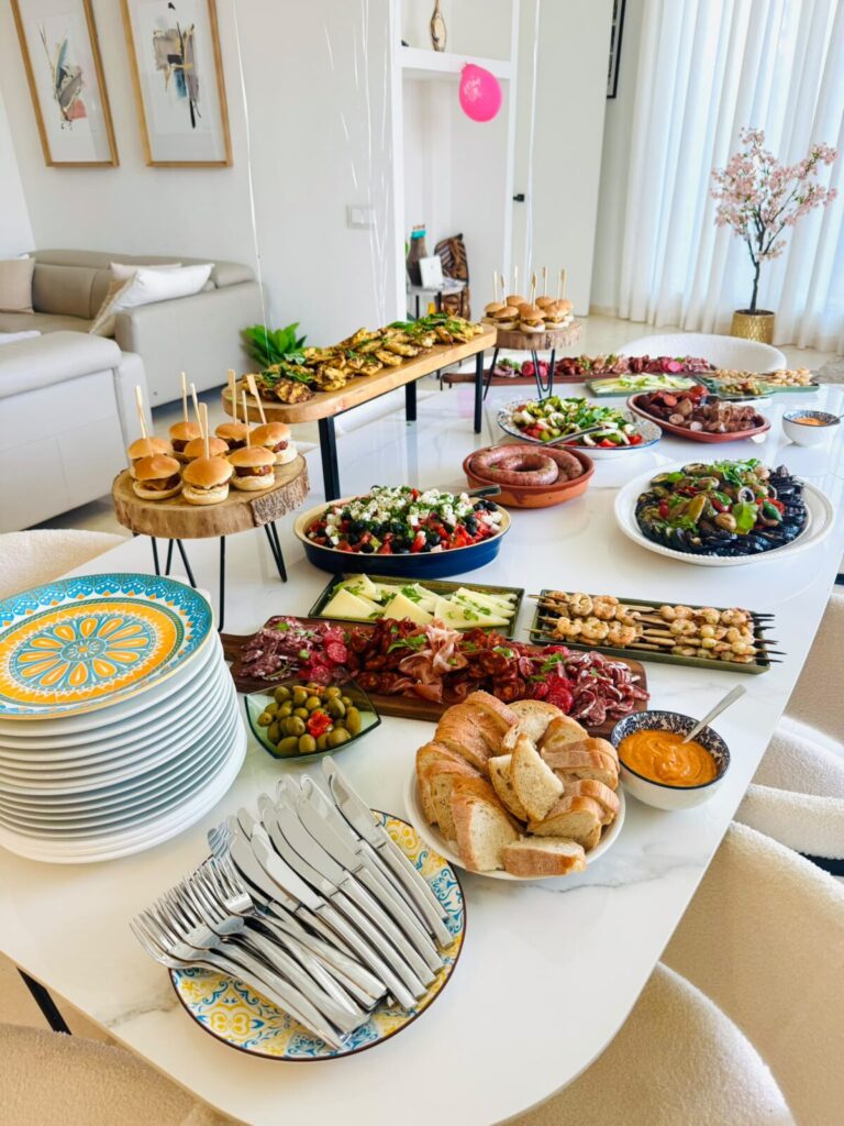 Catering buffet table at an event in Marbella