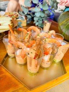 Prawn cocktail glasses as finger food