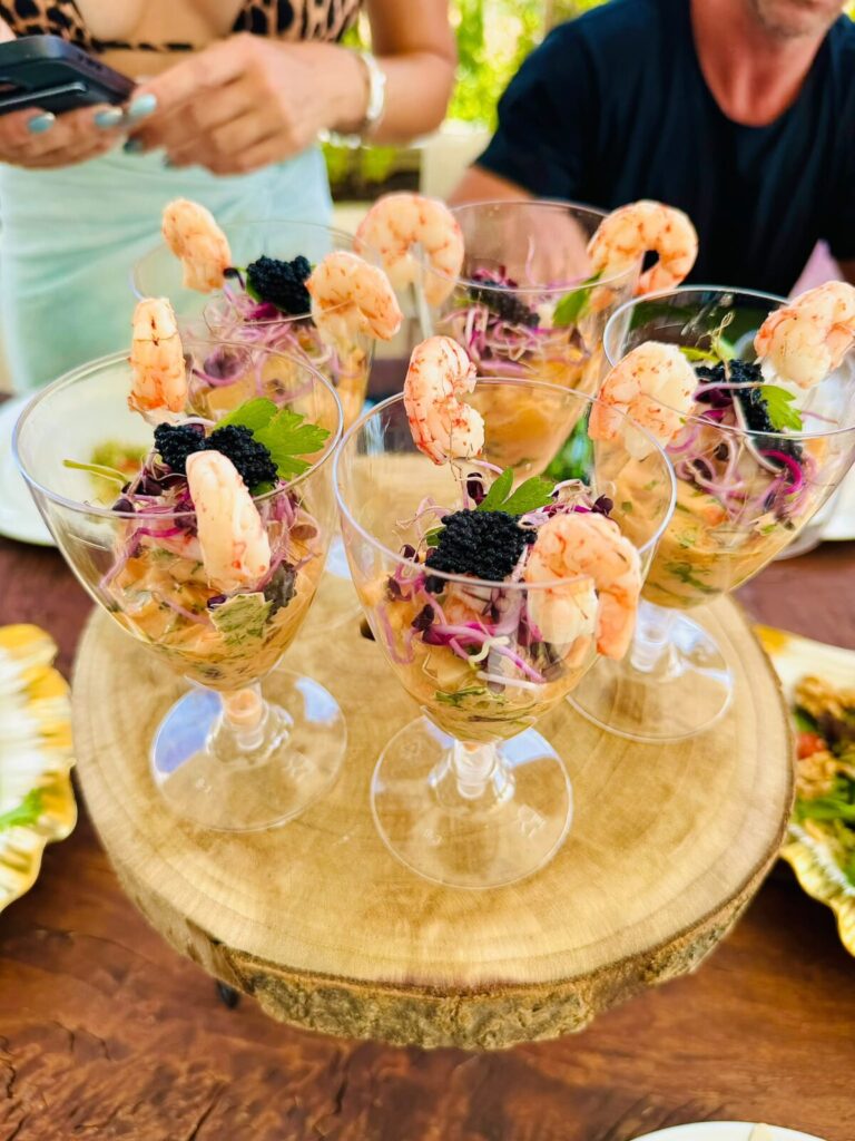 Prawn skewer canapé display