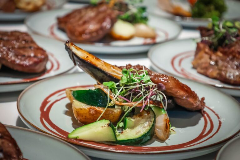 Steak main course plated by a private chef
